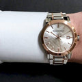 Burberry The City White Dial Two Tone Steel Strap Watch for Women - BU9006