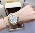 Burberry The City White Dial Haymarket Beige Leather Strap Watch for Women - BU9752