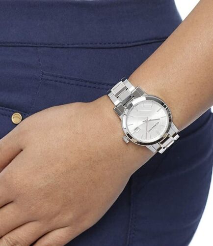 Burberry The City White Dial Silver Steel Strap Watch for Women - BU9100