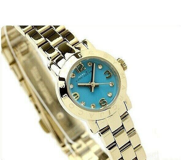 Marc Jacobs Amy Dinky Blue Dial Gold Steel Strap Watch for Women - MBM3229