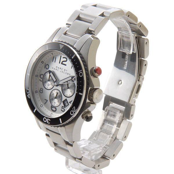 Marc Jacobs Rock Chronograph White Dial Silver Steel Strap Watch for Men - MBM5027
