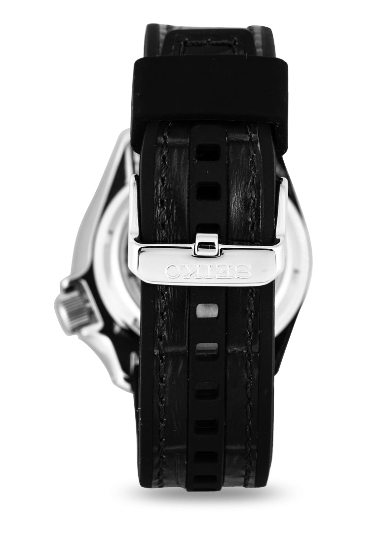Seiko 5 Sports SKX Automatic Black Dial Black Leather Strap Watch for Men - SRPD55K2