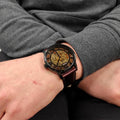 Fossil Townsman Automatic Skeleton Brown Dial Brown Leather Strap Watch for Men - ME3098