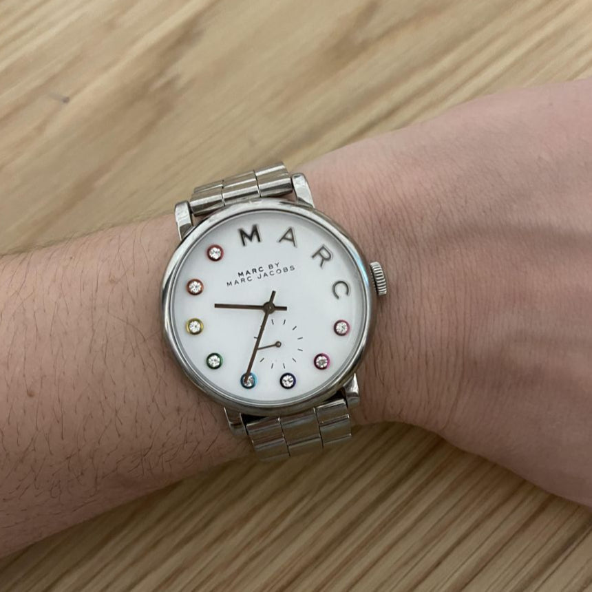 Marc Jacobs Baker Dexter White Dial Silver Steel Strap Watch for Women - MBM3423