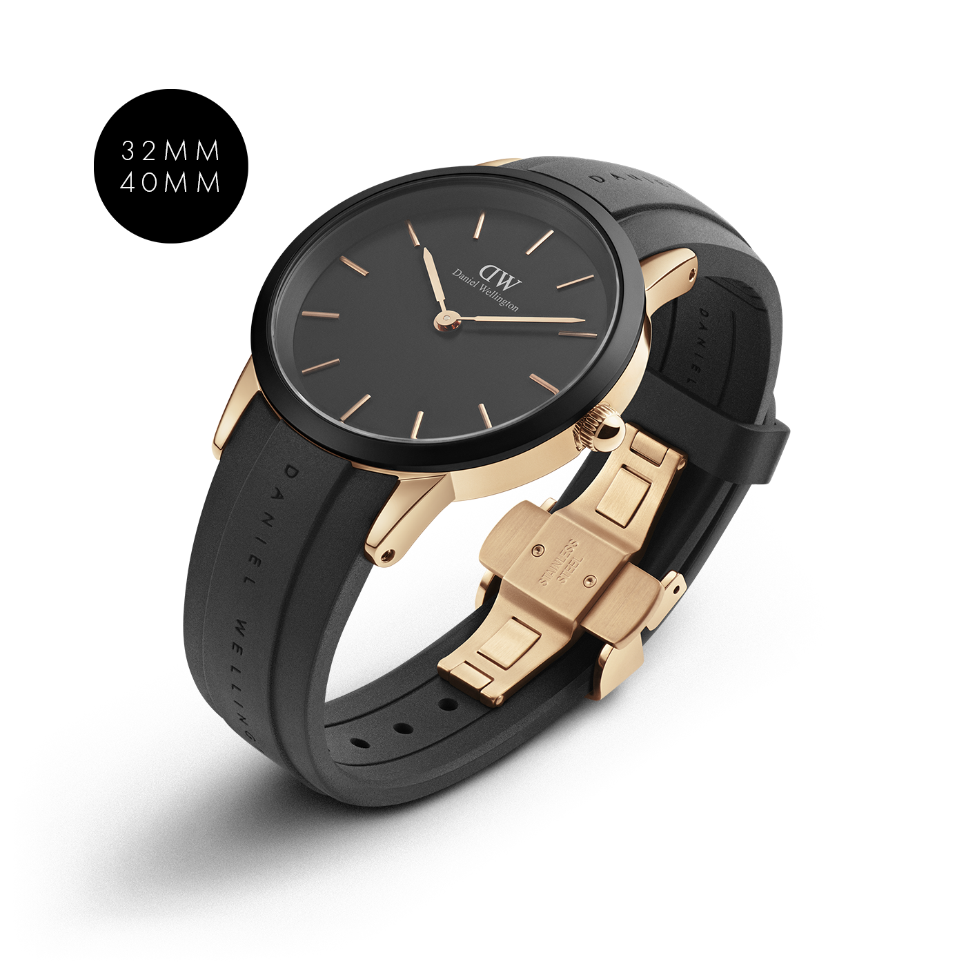 Daniel Wellington Iconic Motion Black Dial Rubber Strap Watch For Women - DW00100426