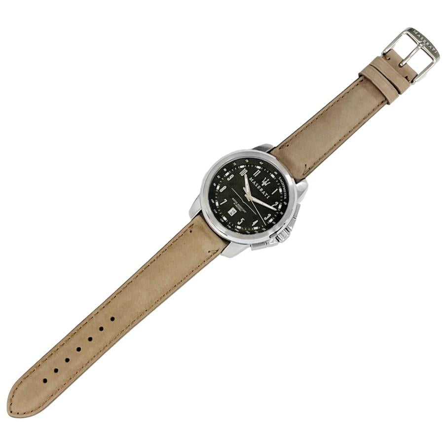 Maserati Successo Black Dial Beige Leather Strap Watch For Men - R8851121004