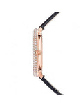 Swarovski Crystal Frost Black Dial Black Leather Strap Watch for Women - 5484058