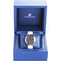 Swarovski Crystalline Hours Quartz Grey Dial Black Leather Strap Watch for Women - 5344635