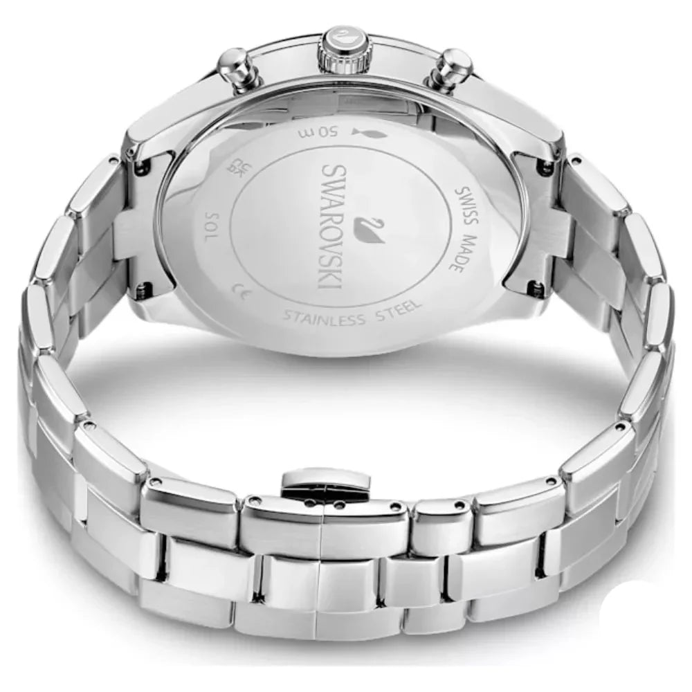 Swarovski Octea Lux Sport Chronograph Blue Dial Silver Steel Strap Watch for Women - 5610481