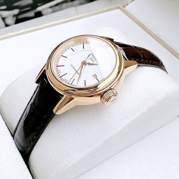 Tissot Carson Automatic White Dial Brown Leather Strap Watch For Women - T085.207.36.011.00
