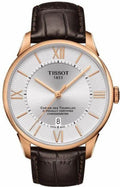 Tissot Chemin Des Tourelles Powermatic 80 Cosc Silver Dial Brown Leather Strap Watch For Men - T099.408.36.038.00