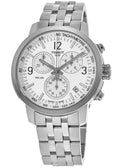 Tissot T Sport PRC 200 Chronograph White Dial Silver Steel Strap Watch For Men - T114.417.11.037.00