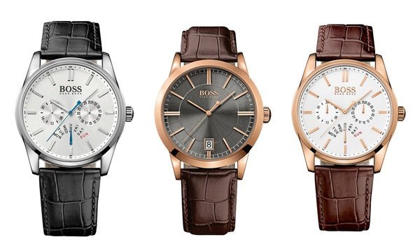 Hugo Boss Ikon White Dial Brown Leather Strap Watch for Men - 1513175