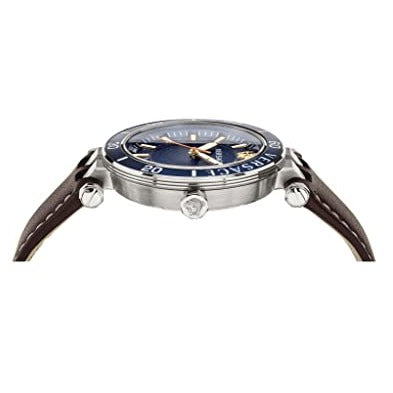 Versace Greca Sport Analog Blue Dial Brown Leather Strap Watch For Men - VEZ300121