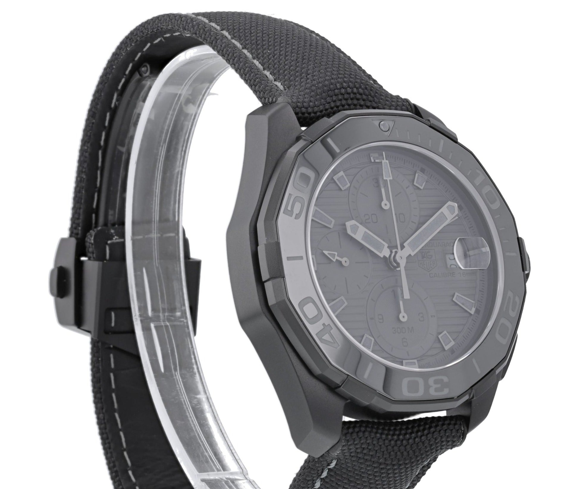 Tag Heuer Aquaracer Automatic Chronograph Special Edition Titanium Grey Dial Black Leather Strap Watch for Men - CAY218B.FC6370