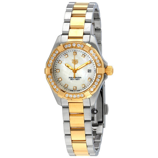Tag Heuer Aquaracer Quartz Diamonds Mother of Pearl Dial Two Tone Steel Strap Watch for Women - WBD1423.BB0321