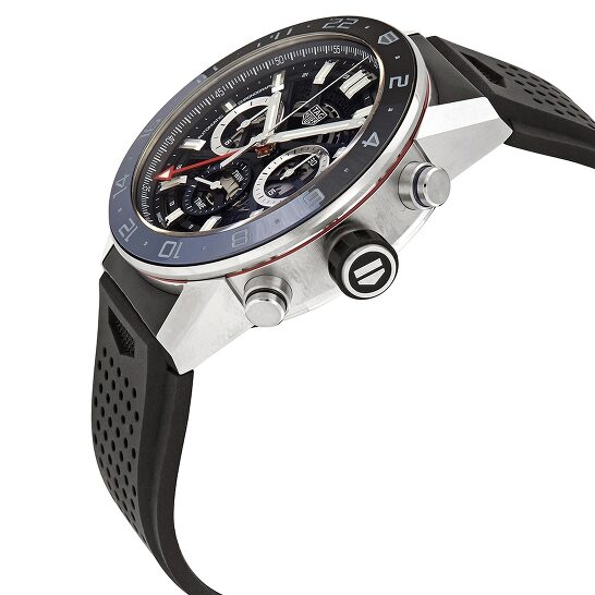 Tag Heuer Carrera Automatic Chronograph Steel & Ceramic Black Dial Black Rubber Strap Watch for Men - CBG2A1Z.FT6157