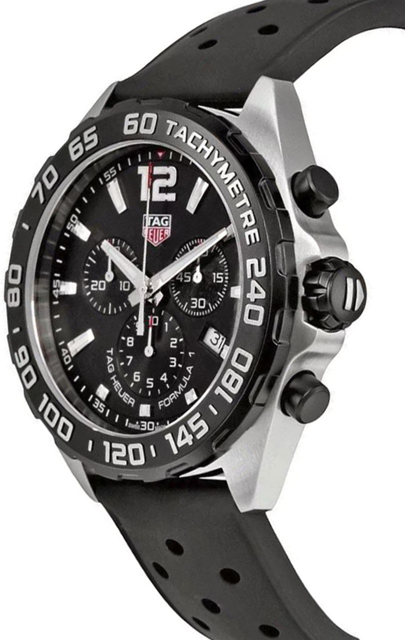 Tag Heuer Formula 1 Black Dial Black Leather Strap Watch for Men - CAZ1010.FT8024