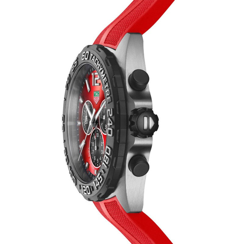 Tag Heuer Formula 1 Chronograph Red Dial Red Rubber Strap Watch for Men - CAZ101AN.FT8055