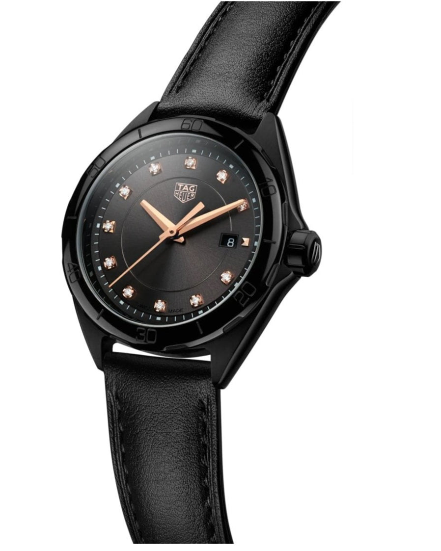 Tag Heuer Formula 1 Diamonds Black Dial Black Leather Strap Watch for Women - WBJ1417.FC8234