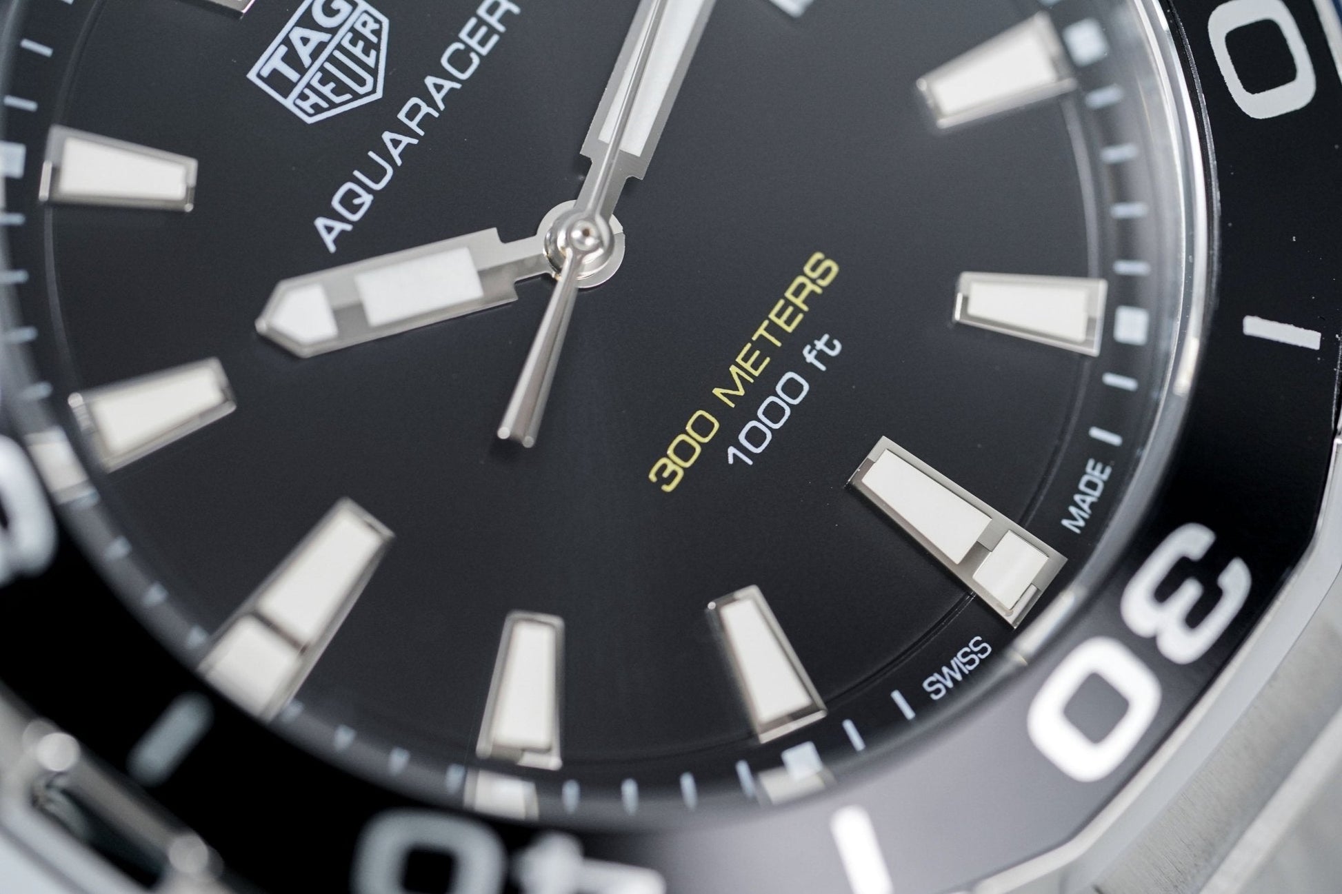 Tag Heuer Aquaracer Quartz Black Dial Silver Steel Strap Watch for Men - WAY101A.BA0746