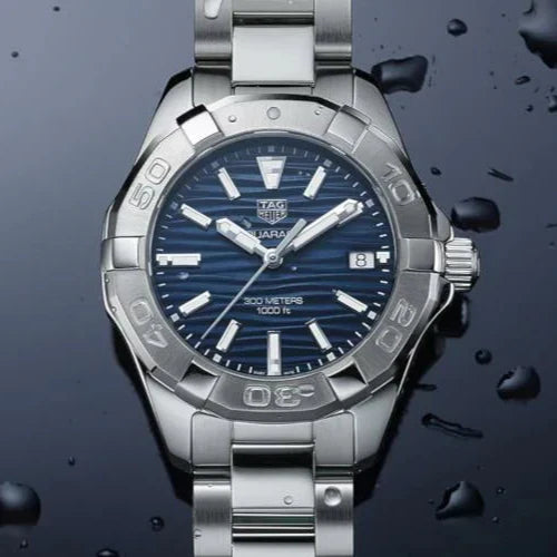 Tag Heuer Aquaracer Blue Dial Silver Steel Strap Watch for Women - WBD131D.BA0748