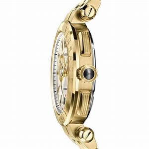 Versace V Racer Chronograph White Dial Gold Steel Strap Watch for Men - VBR060017