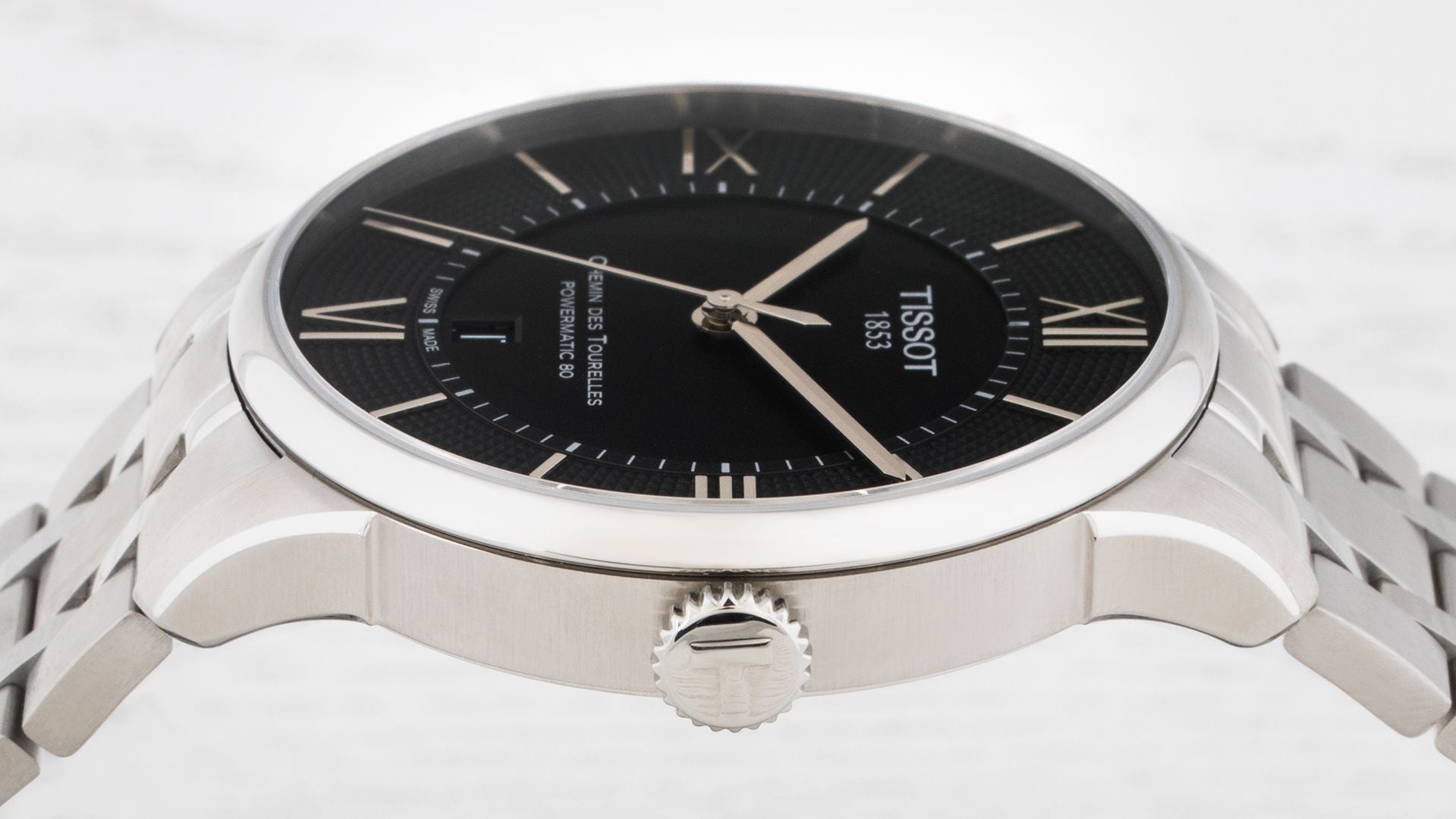 Tissot T Classic Chemin Des Tourelles Chronometer Black Dial Silver Steel Strap Watch For Men - T099.408.11.058.00