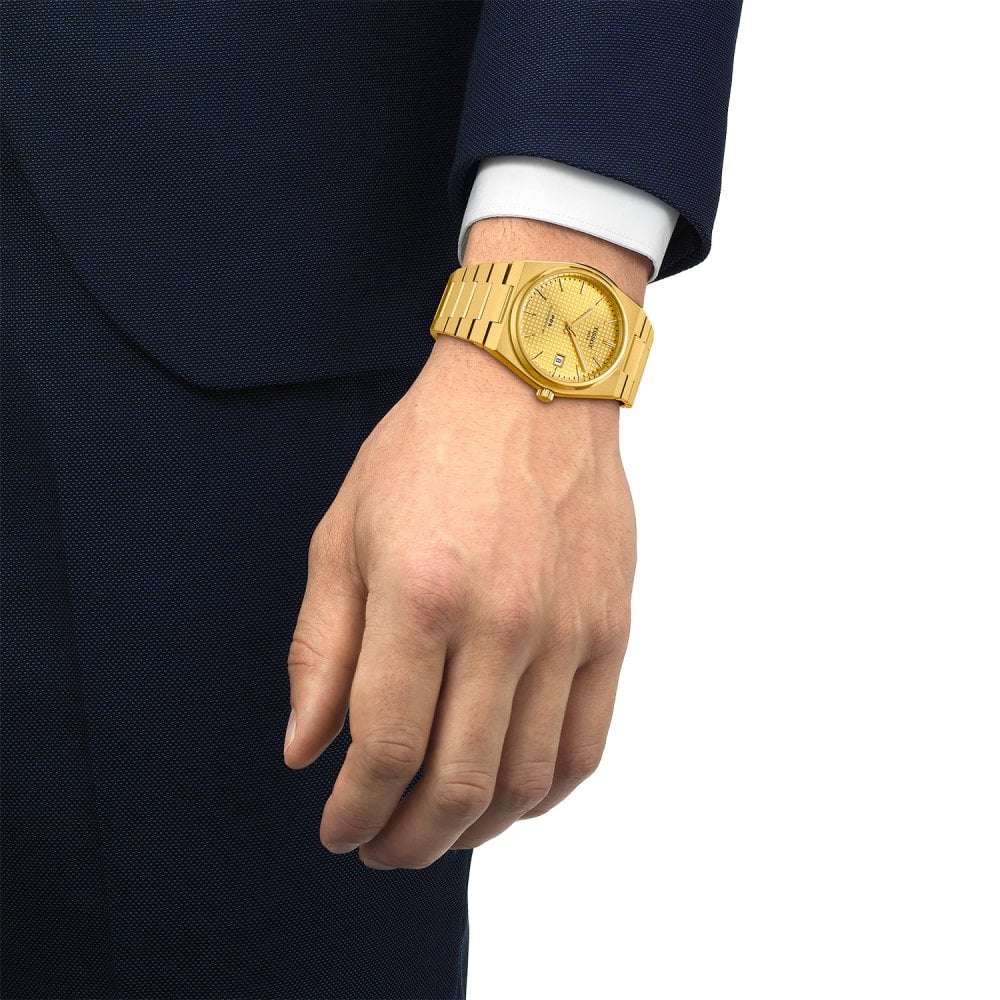 Tissot PRX Powermatic 80 Gold Dial Gold Steel Strap Watch for Men - T137.207.33.021.00