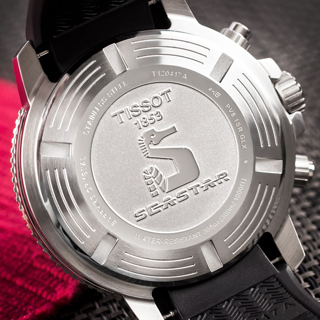 Tissot Seastar 1000 Chronograph Red Dial Black Rubber Strap Watch For Men - T120.417.17.421.00
