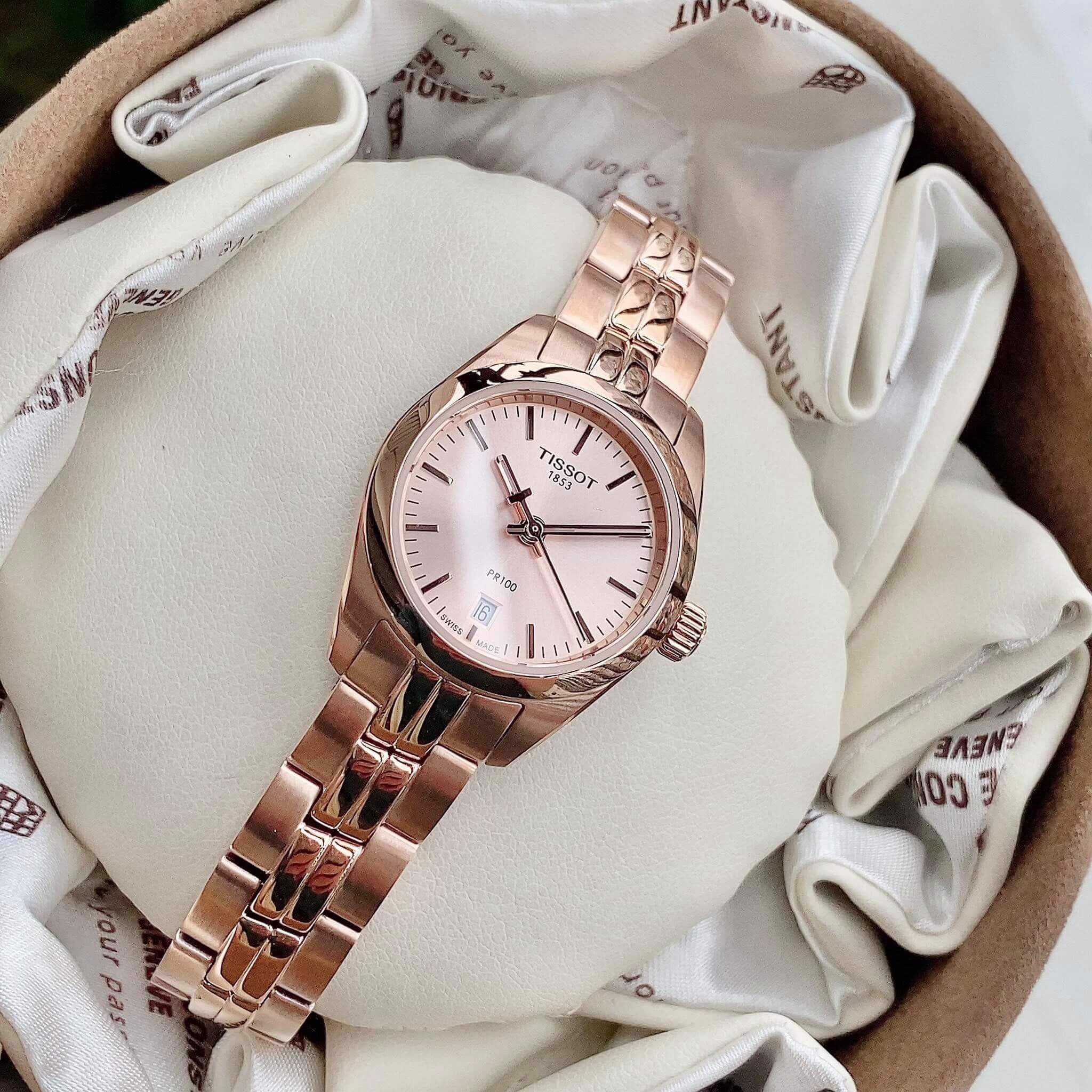 Tissot T Classic PR 100 Donna Rose Gold Lady Small Watch For Women - T101.010.33.451.00