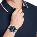 Tommy Hilfiger Jordan Chronograph Blue Dial Silver Steel Strap Watch For Men - 1792094