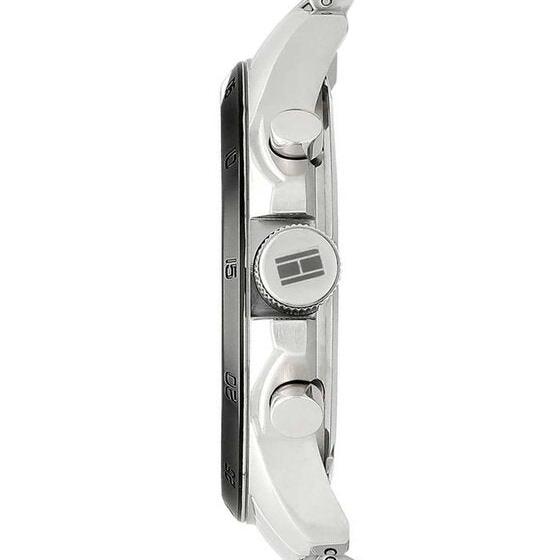 Tommy Hilfiger Iconic Quartz Black Dial Silver Steel Strap Watch for Men - 1791564