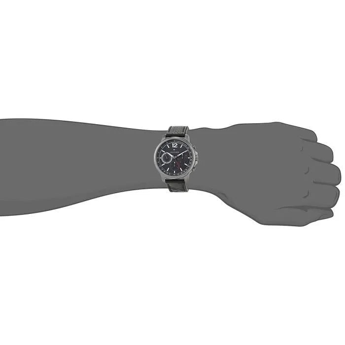 Tommy Hilfiger London Chronograph Grey Dial Black Leather Strap Watch for Men - 1791533
