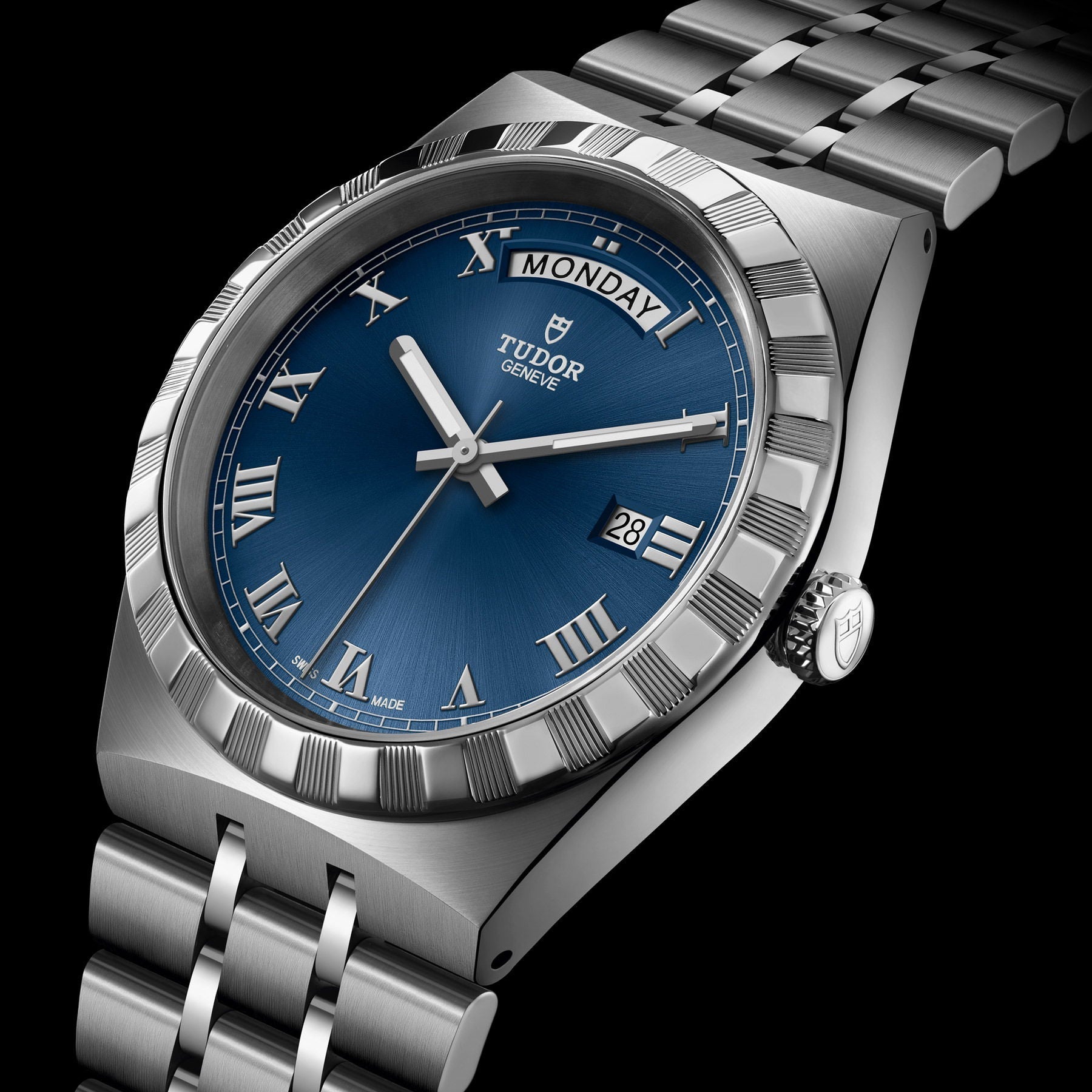 Tudor Royal Automatic Blue Dial Silver Steel Strap Watch for Men - M28600-0005