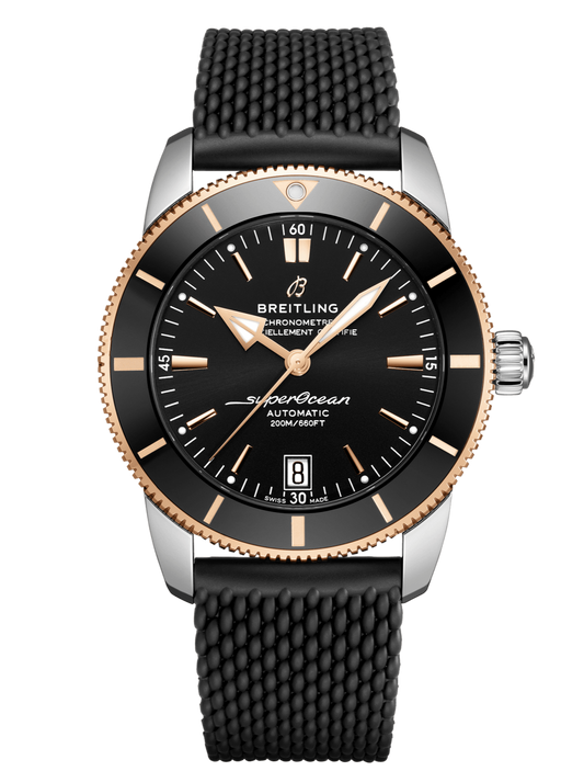 Breitling Superocean Heritage II B20 42mm Black Dial Black Mesh Bracelet Mens Watch - UB2010121B1S1