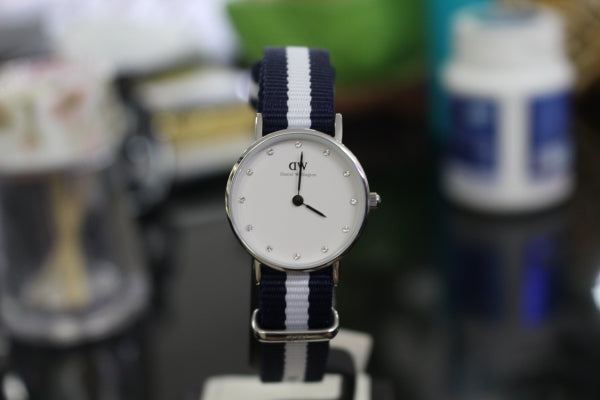 Daniel Wellington Classy Glasgow White Dial Two Tone NATO Strap Watch For Women - DW00100074