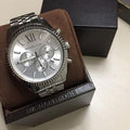 Michael Kors Lexington Silver Dial Silver Steel Strap Watch for Men - MK8405