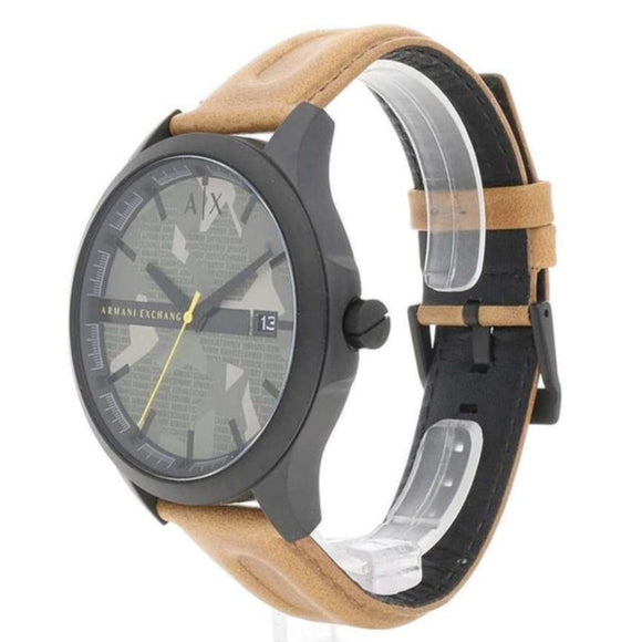 Armani Exchange Hampton Chronograph Green Dial Brown Leather Strap Watch For Men - AX2412