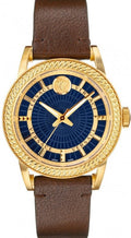 Versace Code Quartz Blue Dial Brown Leather Strap Watch For Men - VEPO00220