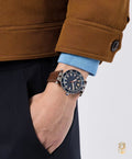 Versace Greca Sport Analog Blue Dial Brown Leather Strap Watch For Men - VEZ300121