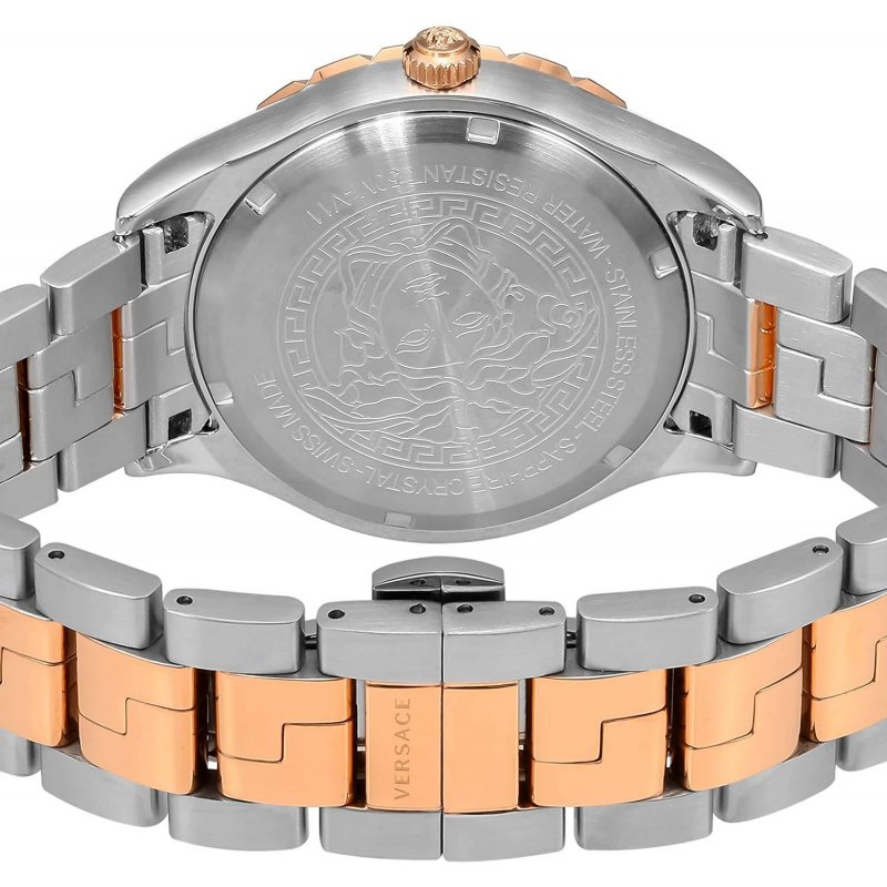 Versace Hellenyium GMT Silver Dial Two Tone Steel Strap Watch for Men - V11030015