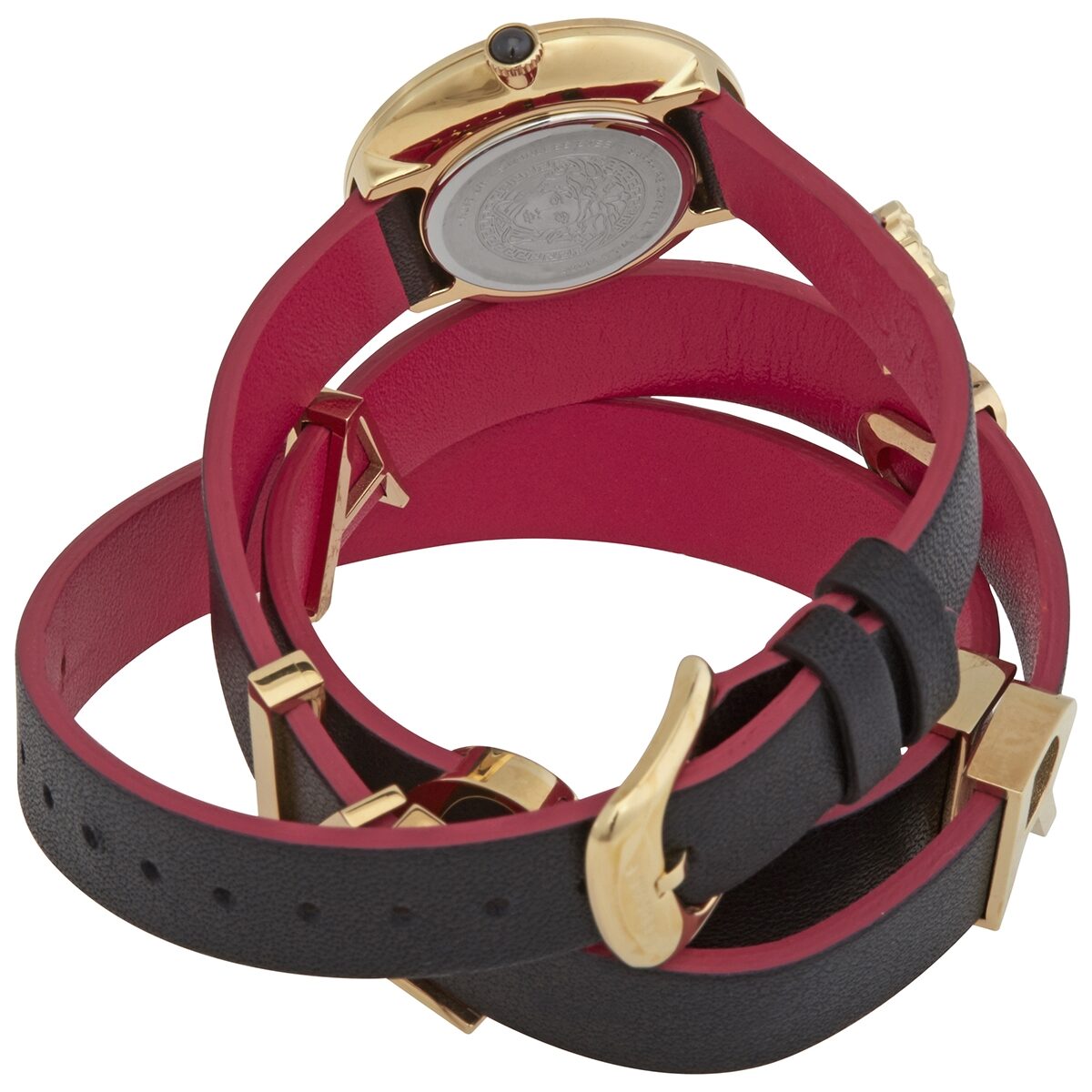 Versace V-Flare Quartz Black Dial Black Leather Strap Watch for Women - VEBN00218