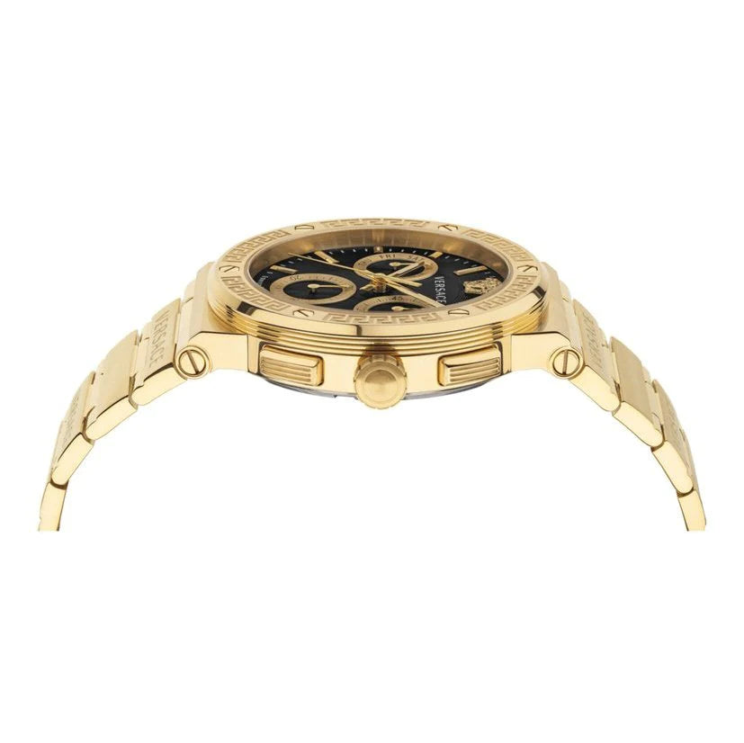 Versace Greca Chronograph Black Dial Gold Steel Strap Watch For Men - VEZ900421