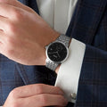 Hugo Boss Officer Black Dial Silver Steel Strap Watch for Men - 1513614
