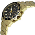 Guess Chaser Chronograph Black Dial Gold Steel Strap Watch for Men - W0170G2