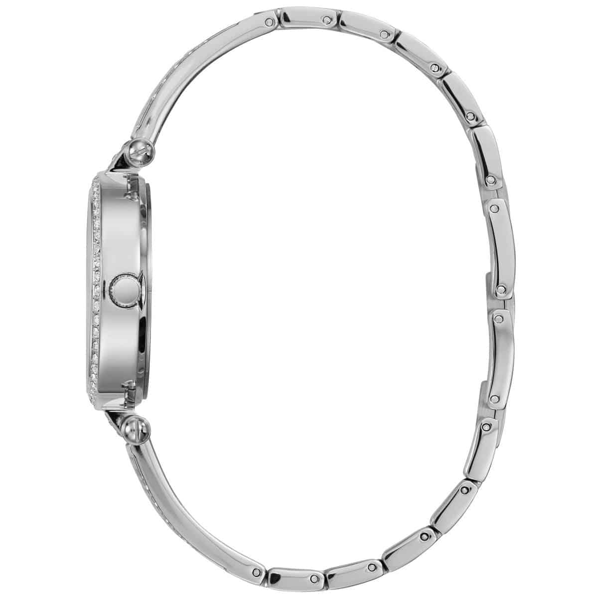 Guess Muse Quartz White Dial Silver Steel Strap Watch For Women - W1008l1