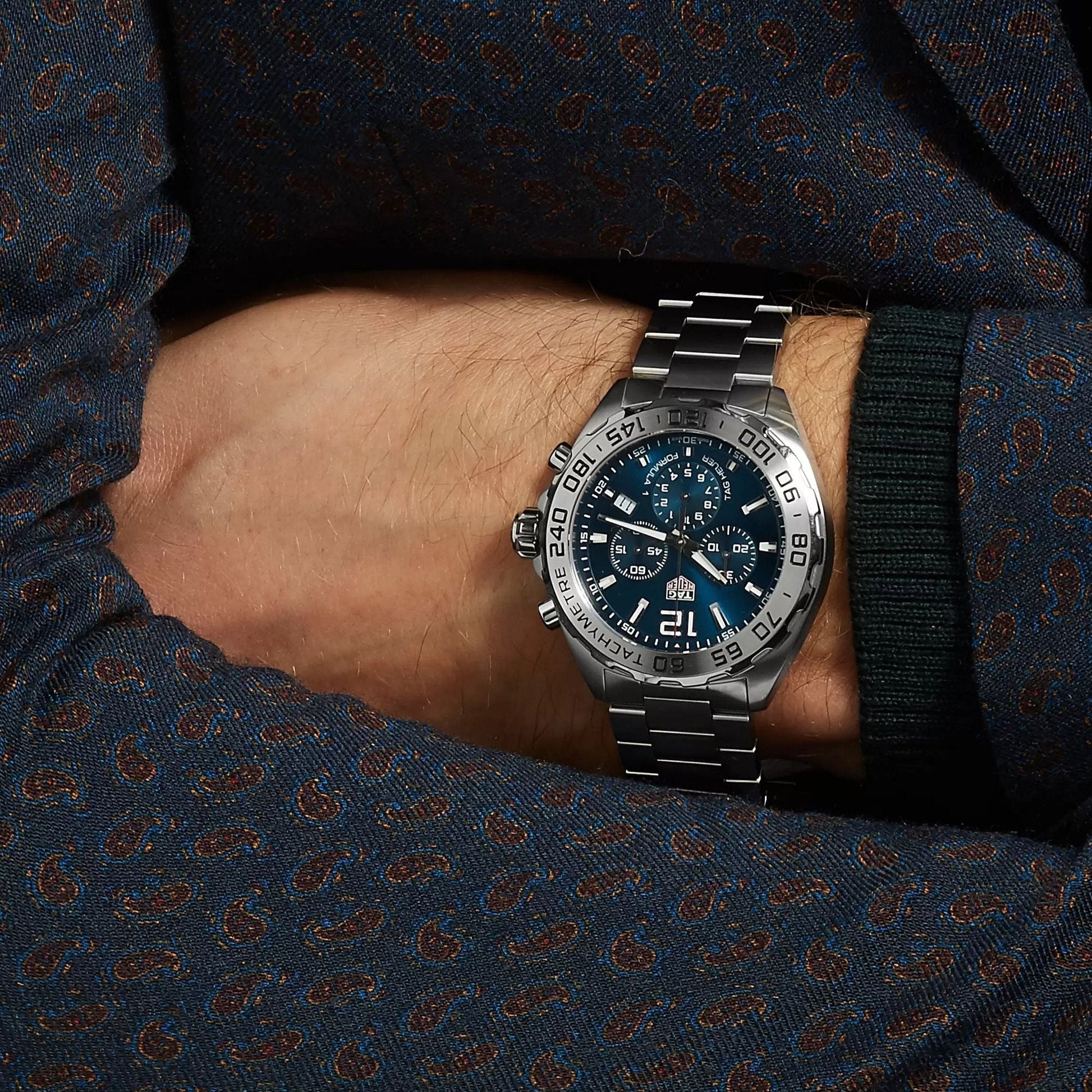 Tag Heuer Formula 1 Chronograph Blue Dial Silver Steel Strap Watch for Men - CAZ101K.BA0842