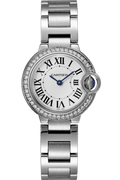 Cartier Ballon Bleu De Cartier Diamonds White Dial Silver Steel Strap Watch for Women - W4BB0015