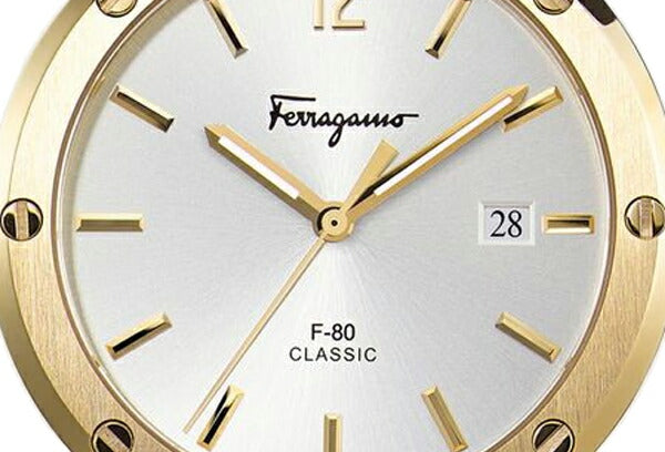 Salvatore Ferragamo F-80 Classic White Dial Brown Leather Strap Watch for Men - SFDT00819